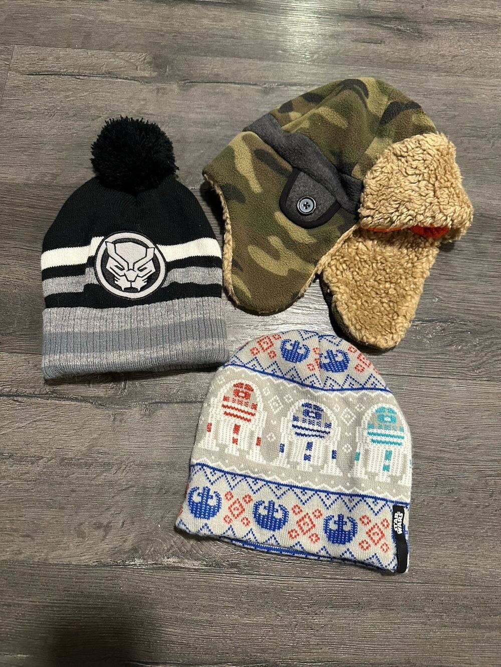 3-kids Winter Hats Black Panther, Star Wars, GAP Trapper Flap Ears Youth Beanie